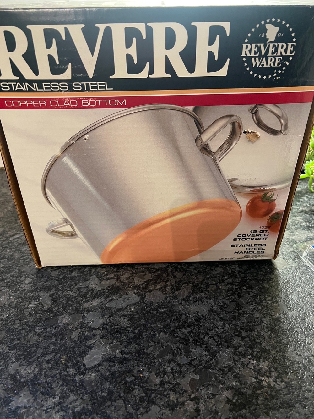 Revere Ware Vintage Copper-Clad Stainless Steel Stockpot - Silver & Copper. NIB